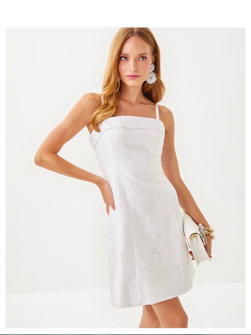 Lilly Pulitzer Marissa Dress Resort White Peony Bloom Organza Jacquard Sz 8 NEW